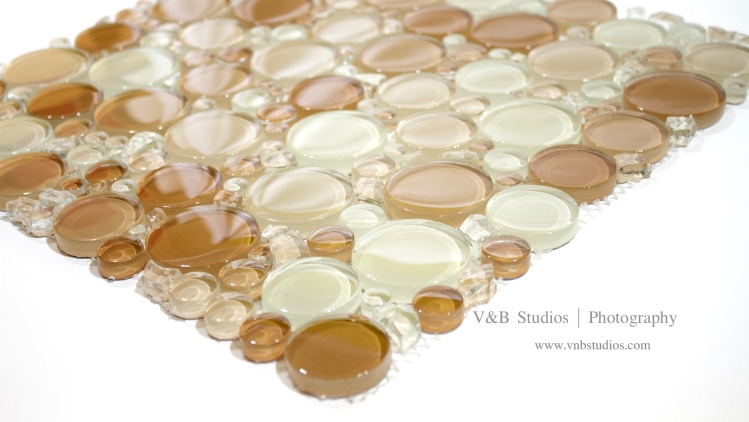 Bubble Glass Mosaic Tile in Mix Beige at TileDaily