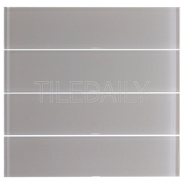 Warm Light Grey Glass Subway Wall Tile Kitchen Backsplash Shower Wall