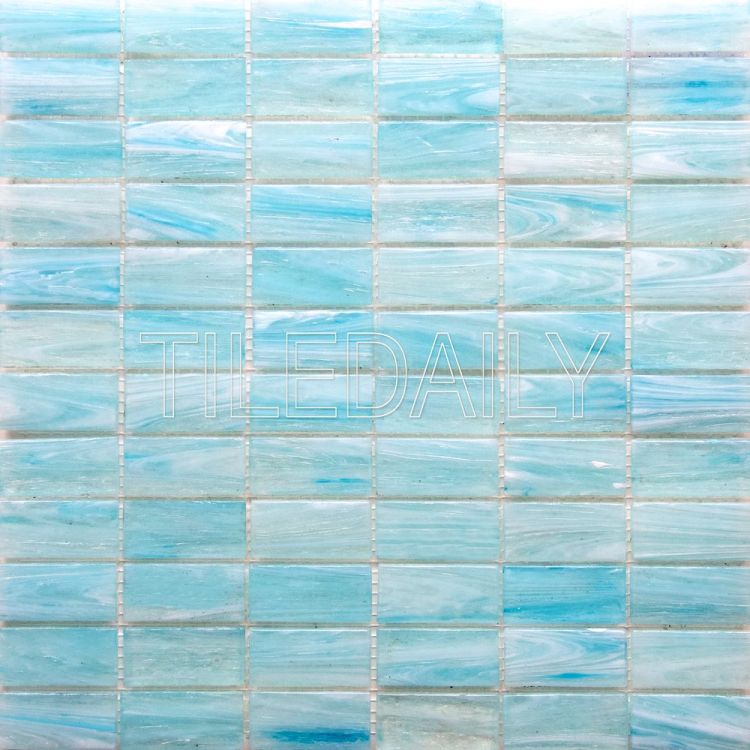 glacier brick glass mosaic pool tile iridescent blue green